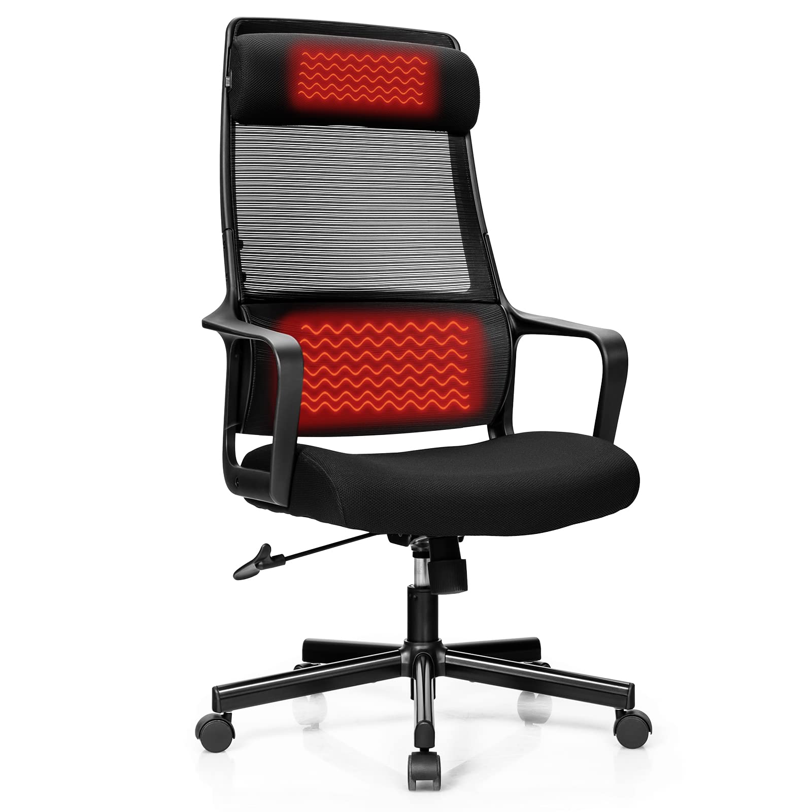 KOMFOTT High Back Mesh Heating Headrest and Lumbar Support Armrest, Ergonomic Computer, Executive Task Home Office Desk Chairs