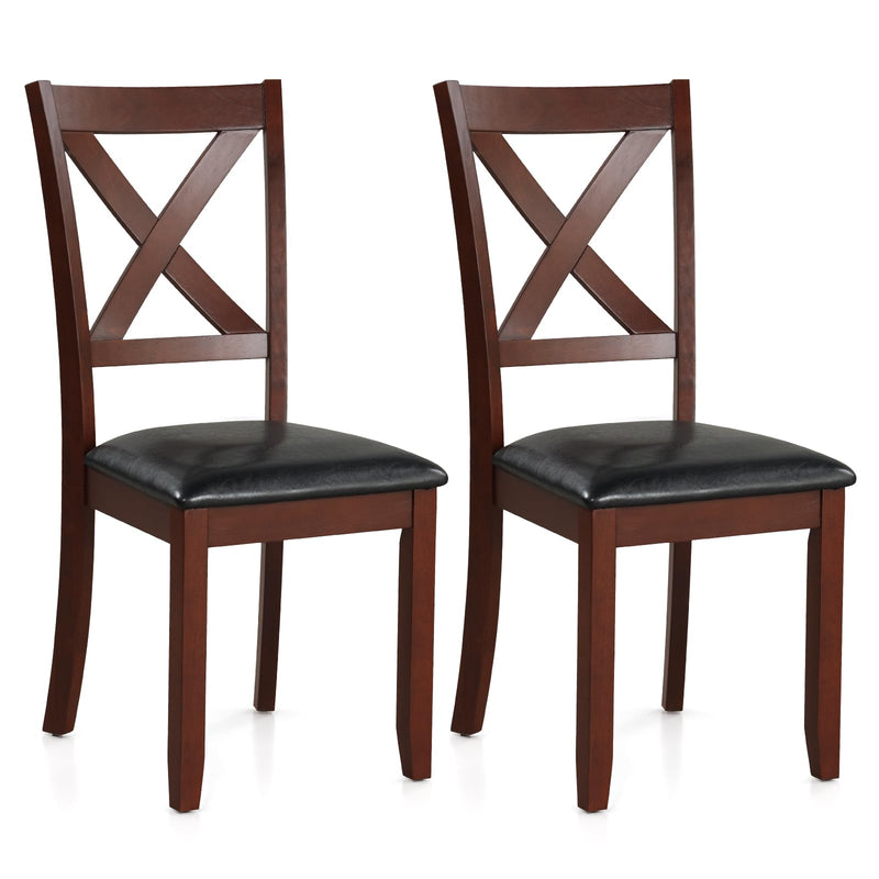 KOMFOTT Wood Dining Chairs Set of 2/4, Faux Leather Upholstered Dining Chairs with Rubber Wood Legs