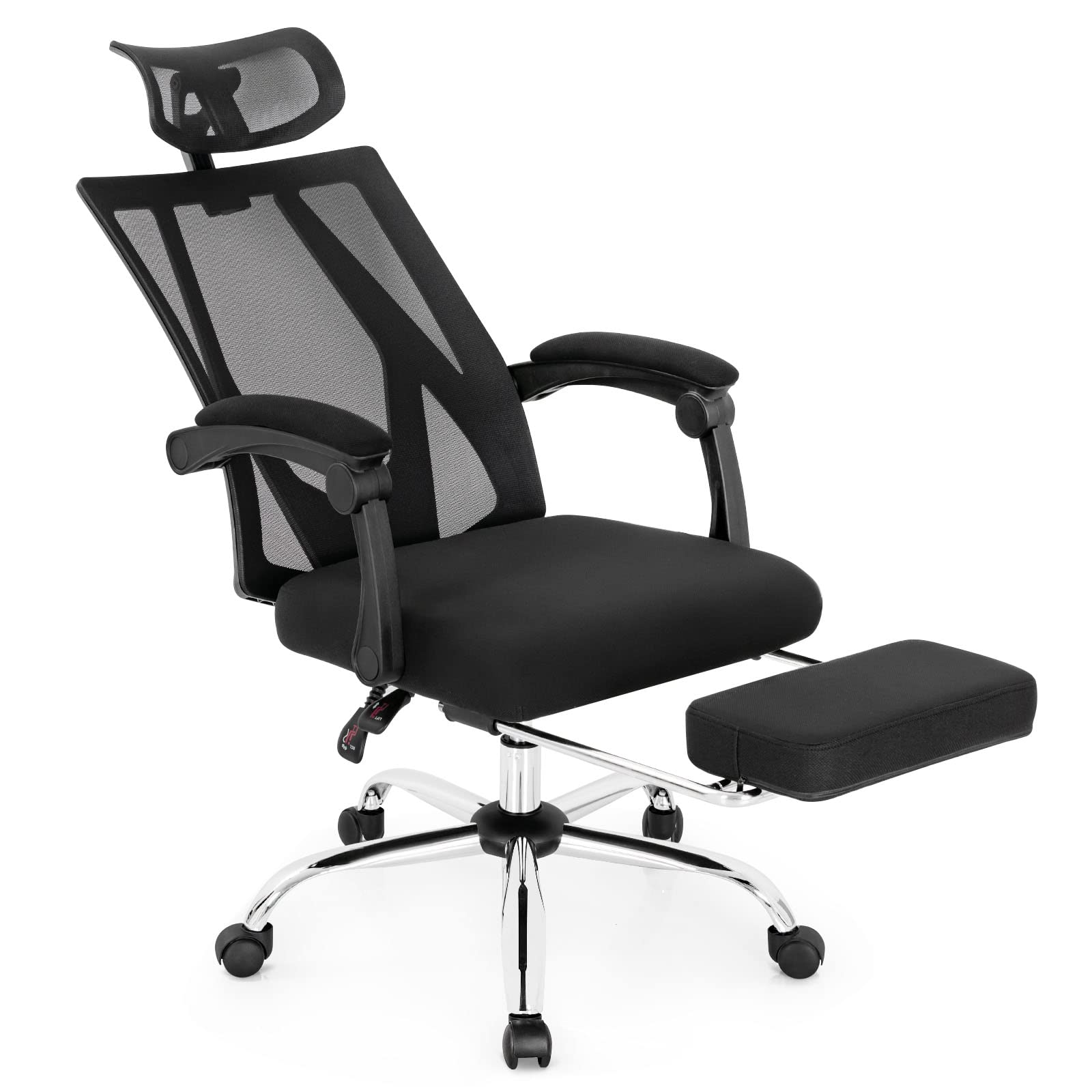 KOMFOTT Ergonomic Mesh Office Chair, High Back Computer Desk Chair w/Adjustable Headrest, Footrest, Lumbar Support