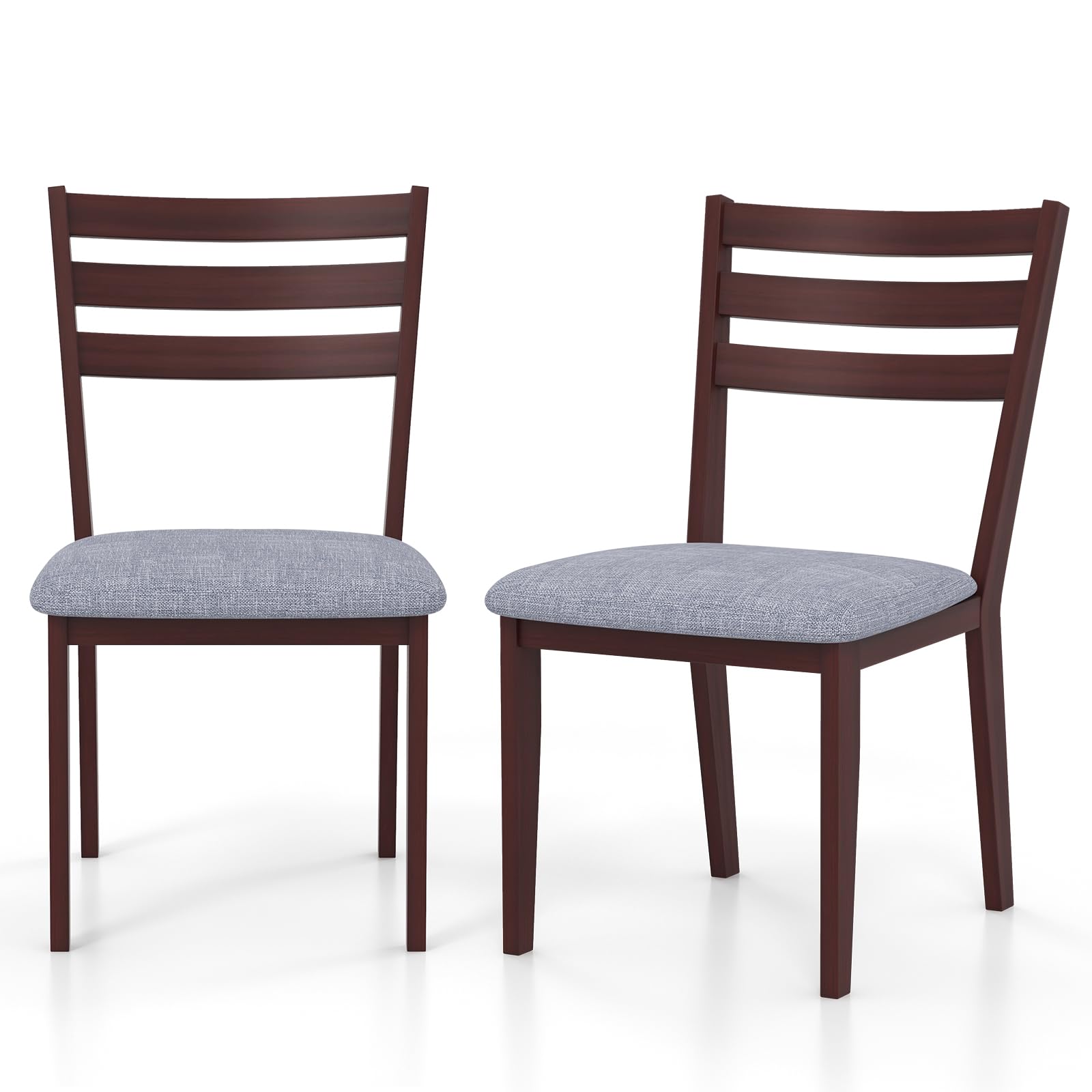 KOMFOTT Wood Dining Chairs Set of 2, Upholstered Kitchen Chair with Solid Rubber Wood Frame