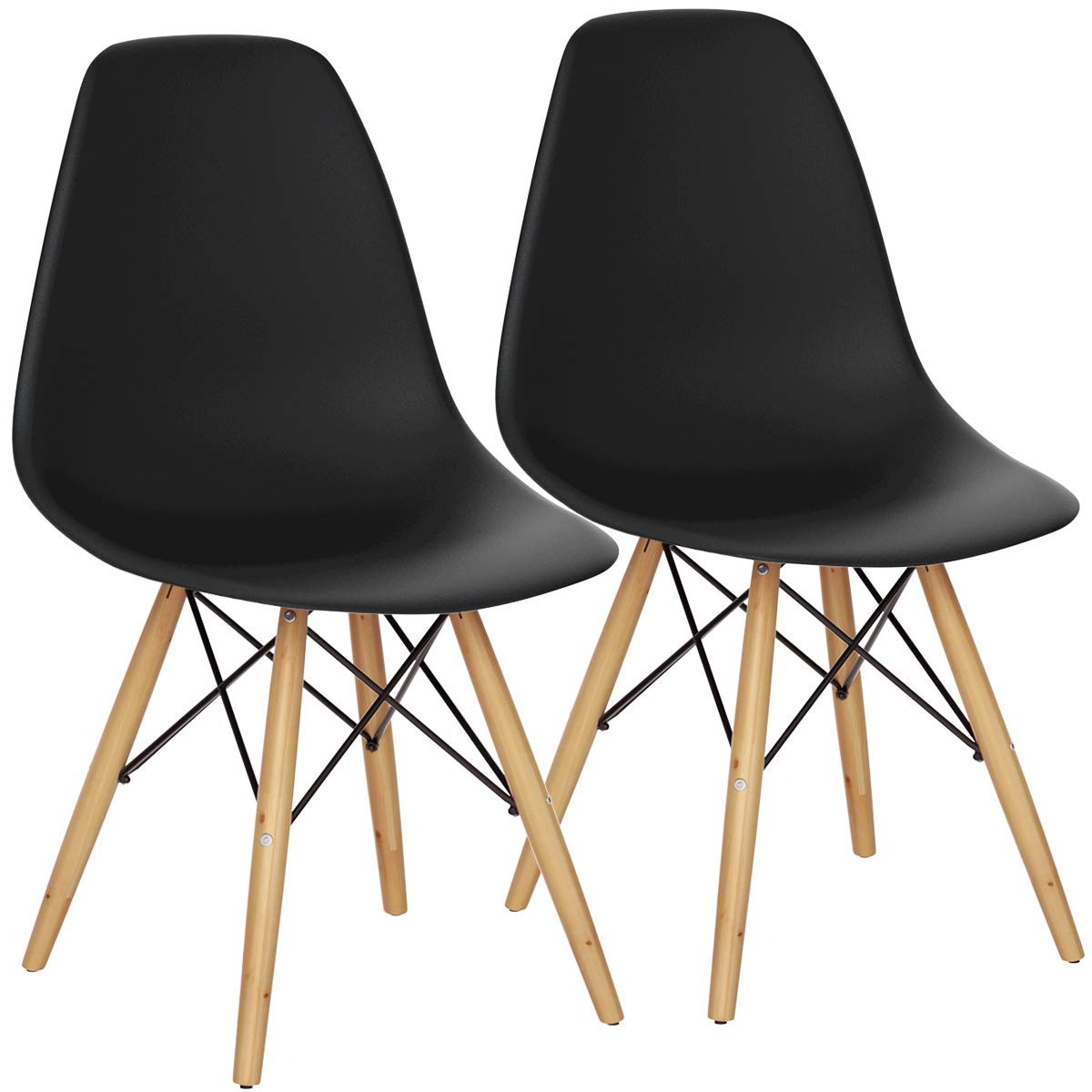 KOMFOTT Mid Century Modern Plastic Dining Chairs Set of 2 with Wood Legs