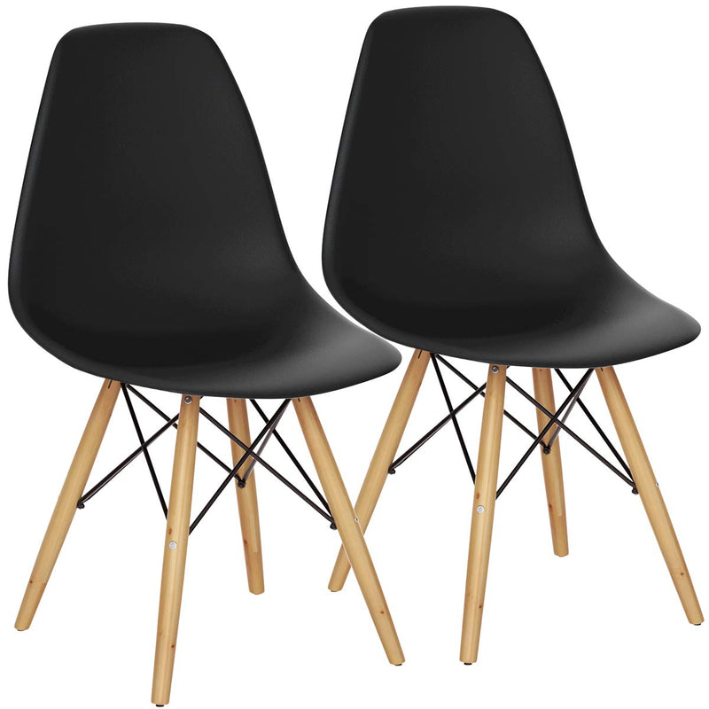 KOMFOTT Mid Century Modern Plastic Dining Chairs Set of 2/4 with Wood Legs