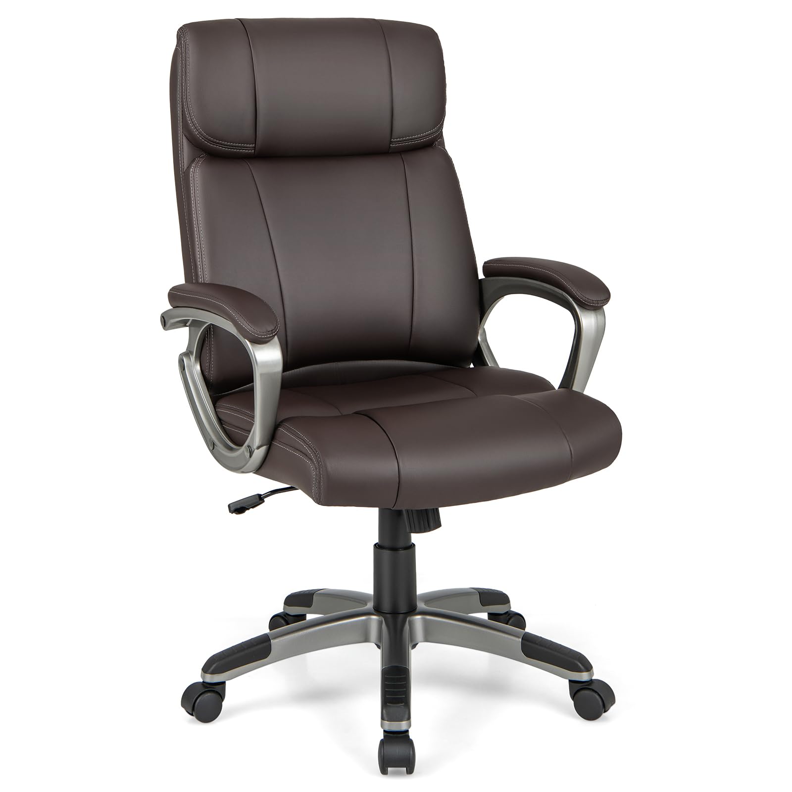 KOMFOTT PU Leather Executive Office Chair with Padded Armrests and Lumbar Support