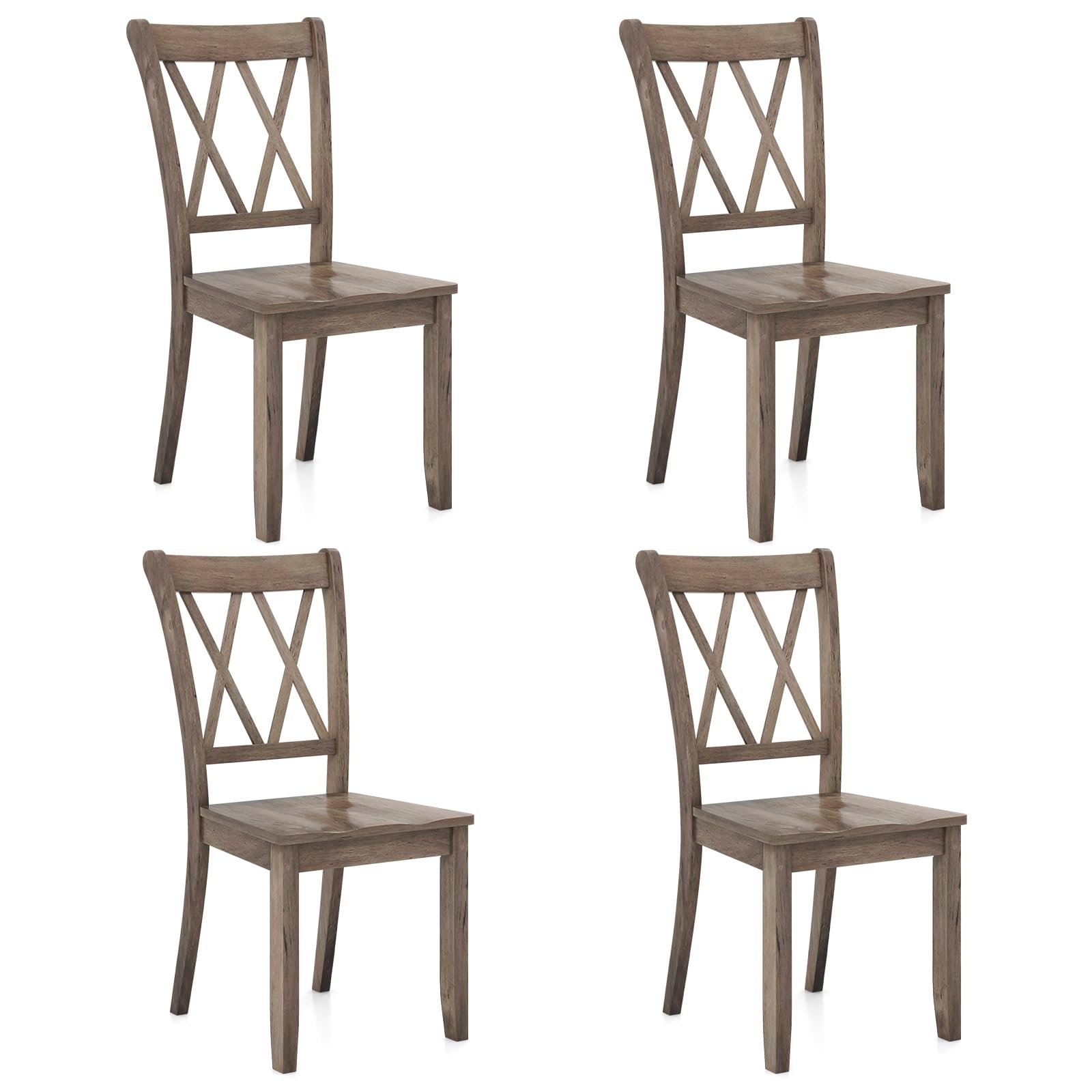 KOMFOTT Set of 2/4 Dining Chairs, Rubber Wood Dining Room Chair, Farmhouse Dining Side Chairs