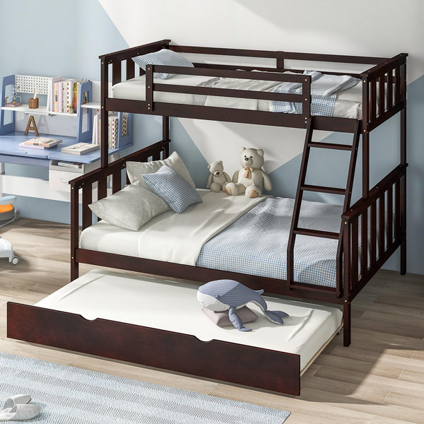 KOMFOTT Convertible 3-in-1 Twin Over Full Bunk Bed with Trundle