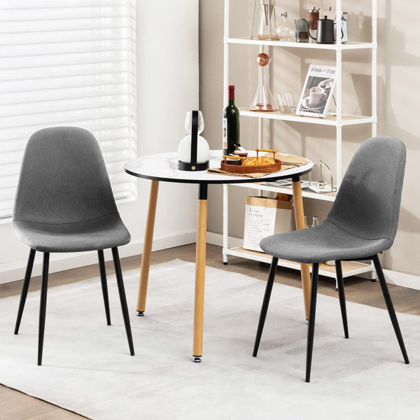 KOMFOTT Modern Dining Chairs Set of 2 - Classic Comfy Upholstered 17” High Backrest Linen Dining Room Chairs