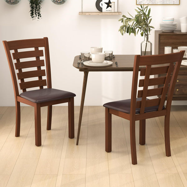 KOMFOTT Wood Dining Chairs Set of 2/4, Farmhouse High Back PU Leather Dining Room Chair