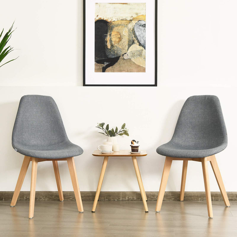 KOMFOTT Set of 2 Modern Fabric Dining Chairs,  Dining Room Side Chairs with Solid Wood Legs High Backrest Soft Padded Seat