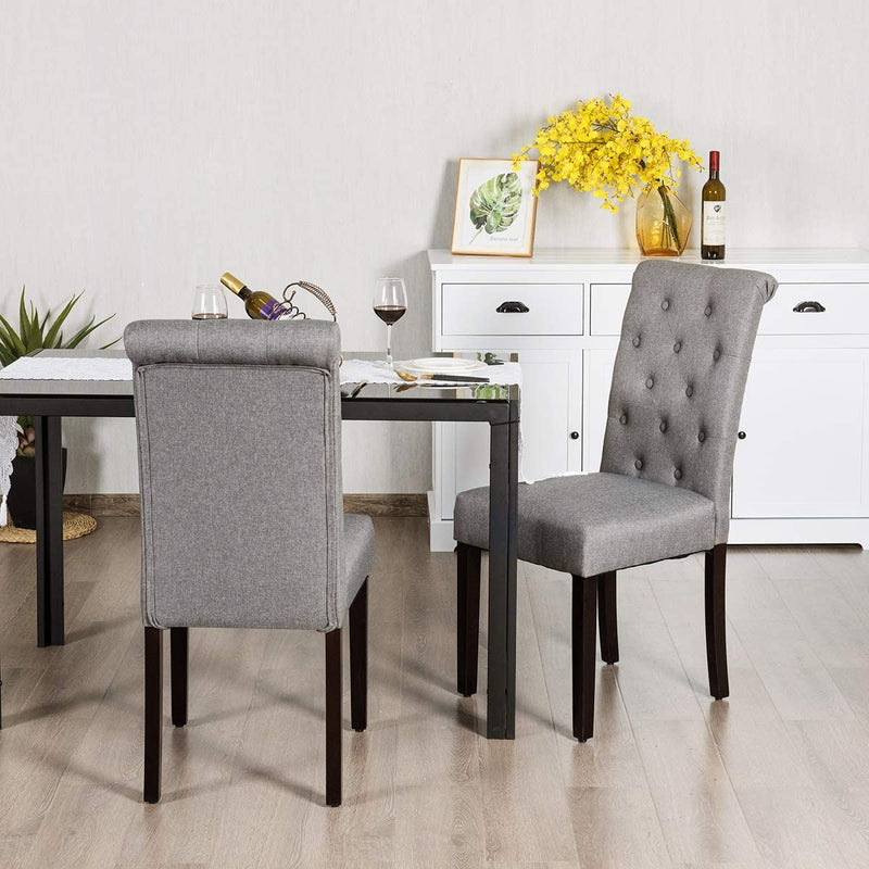 KOMFOTT Upholstered Accent Dining Chairs Set of 2/4 with Adjustable Anti-Slip Foot Pads, High Back, Sturdy Wood Legs