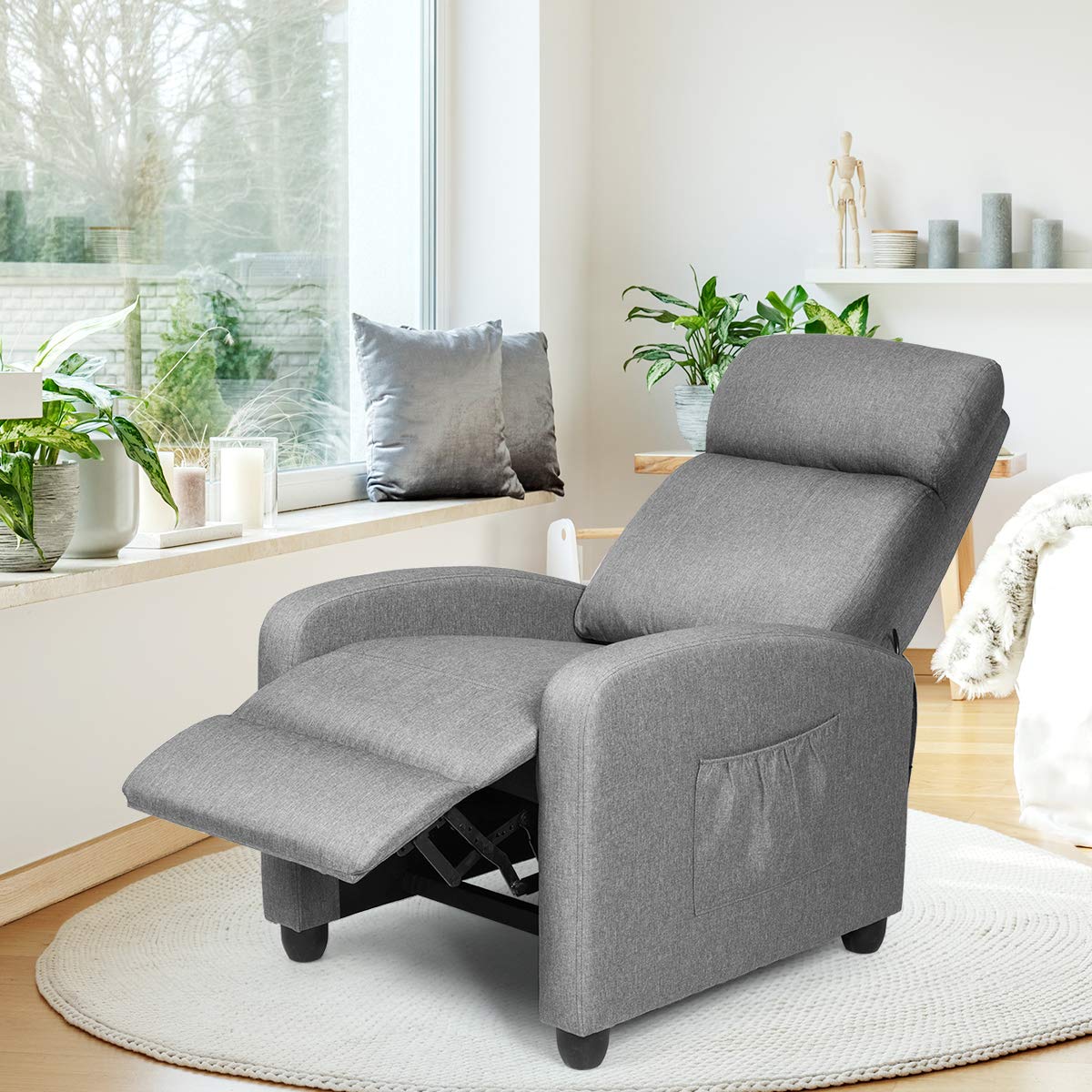 KOMFOTT Recliner Chair for Living Room, Recliner Sofa Wingback Chair w/Massage Function