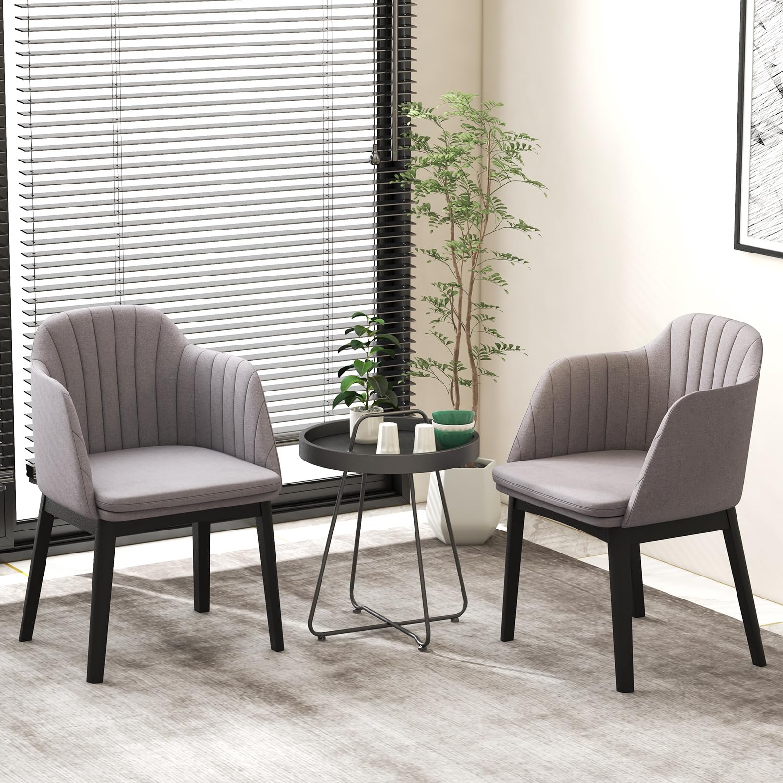 KOMFOTT Modern Dining Chairs Set of 2/4, Upholstered Velvet Accent Chairs w/Curved Backrests & Rubber Wood Legs