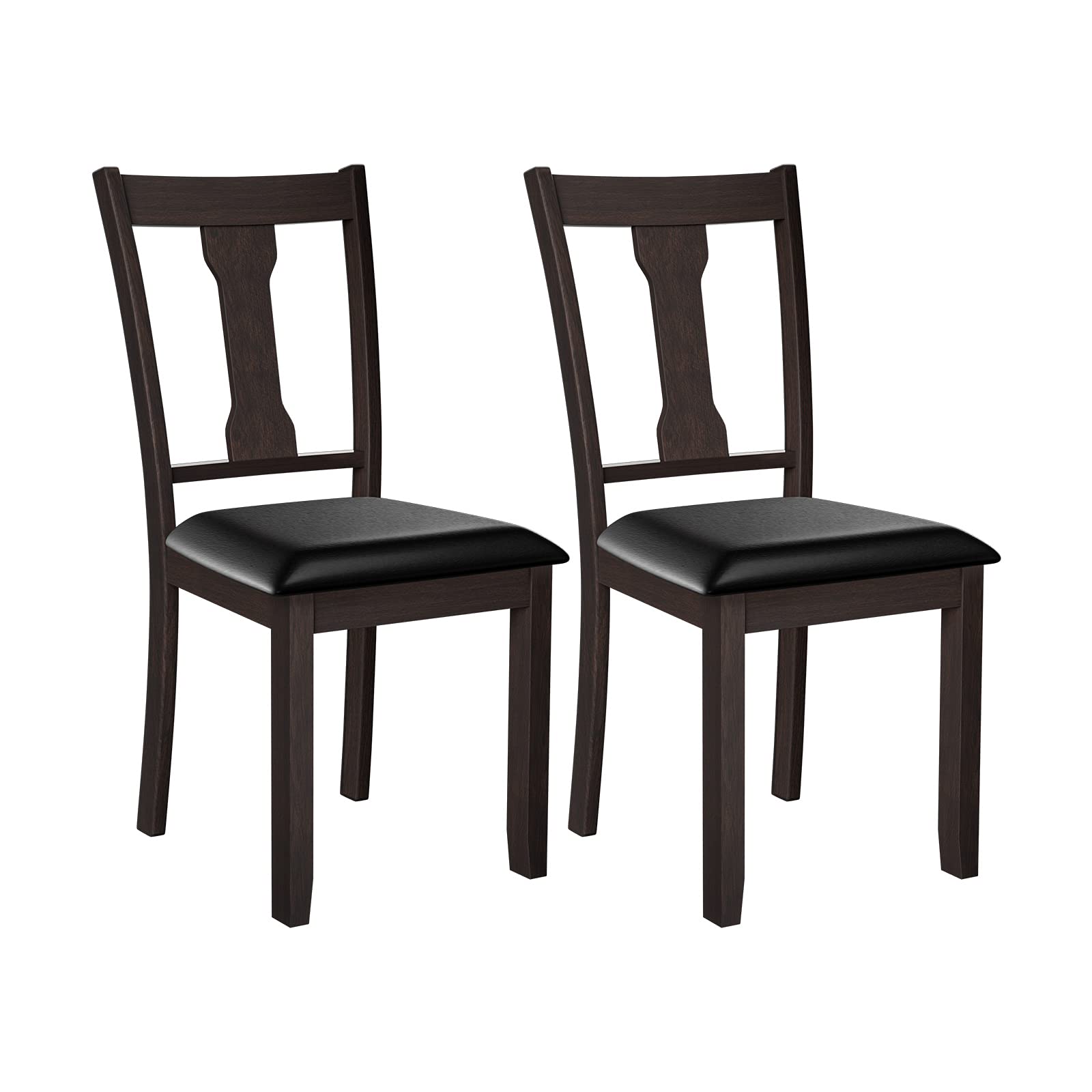 KOMFOTT Set of 2/4 Dining Chairs, Upholstered High Back Kitchen Chairs w/Rubber Wood Frame