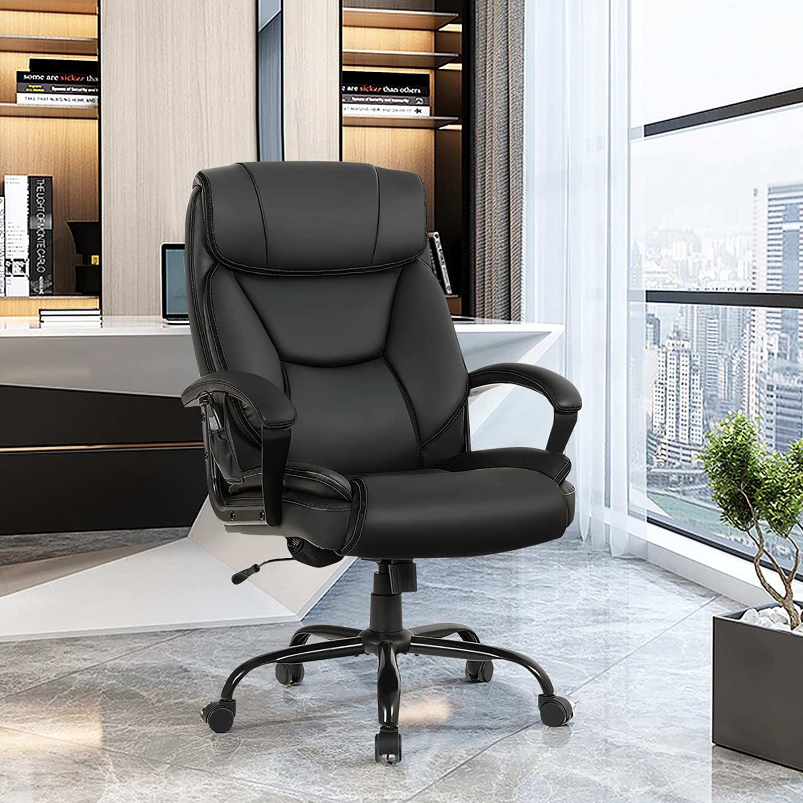 KOMFOTT Big and Tall Office Chair 500lbs, PU Leather Ergonomic Massage Office Chairs