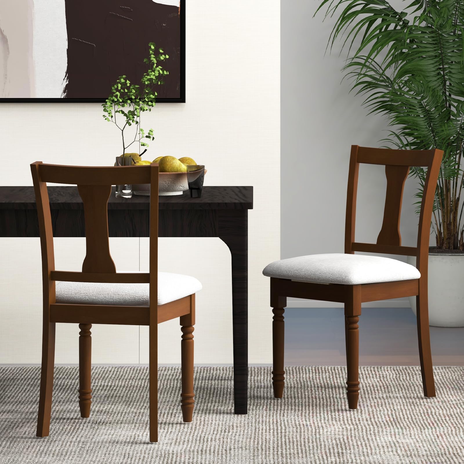 KOMFOTT Wood Dining Chairs Set of 2/4, Armless Wooden Dining Side Chairs with Solid Acacia Wood Frame