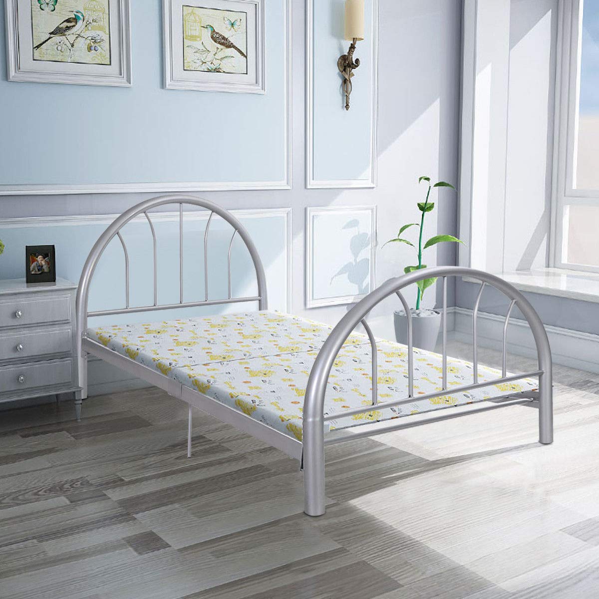 KOMFOTT 83"x42"x35" Twin Size Metal Bed Platform Bed Frame