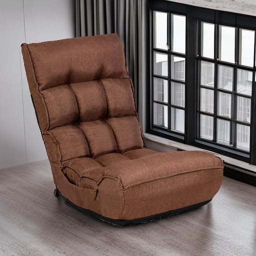 KOMFOTT Folding Floor Gaming Chair with 4-Position Adjustable Back, 6-Position Adjustable Headrest, Side Pocket