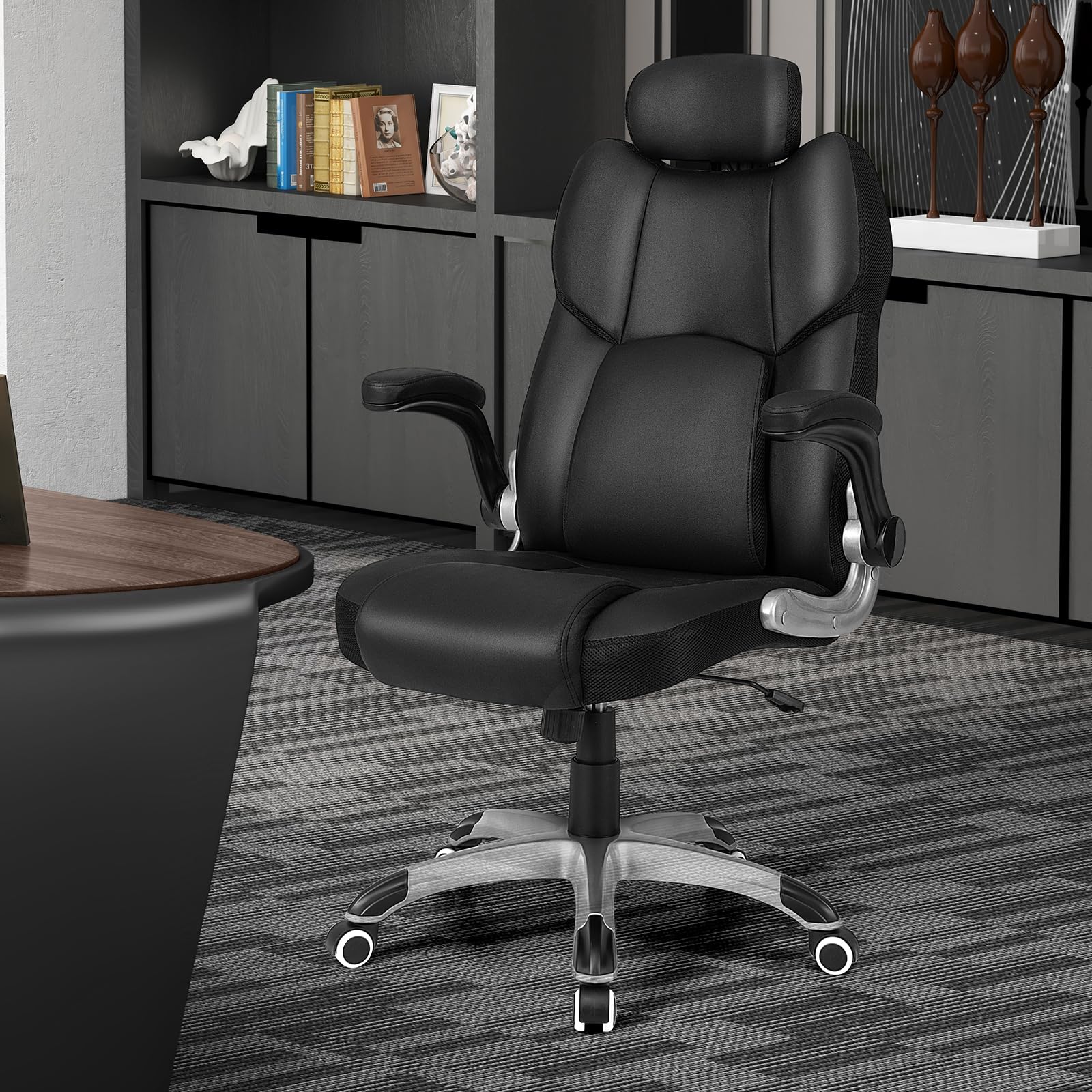 KOMFOTT Executive Office Chair, Kneading Massage Computer Chair with Removable Lumbar Support Pillow, Adjustable Headrest