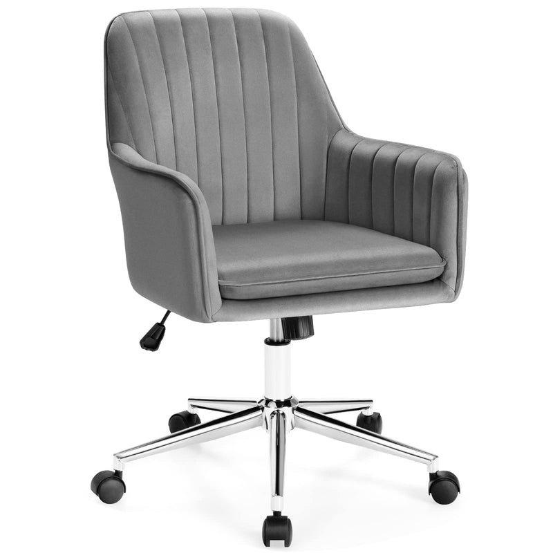 KOMFOTT Velvet Desk Chair, Mid-Back Leisure Office Chair,  360° Rotatable Vanity Chair