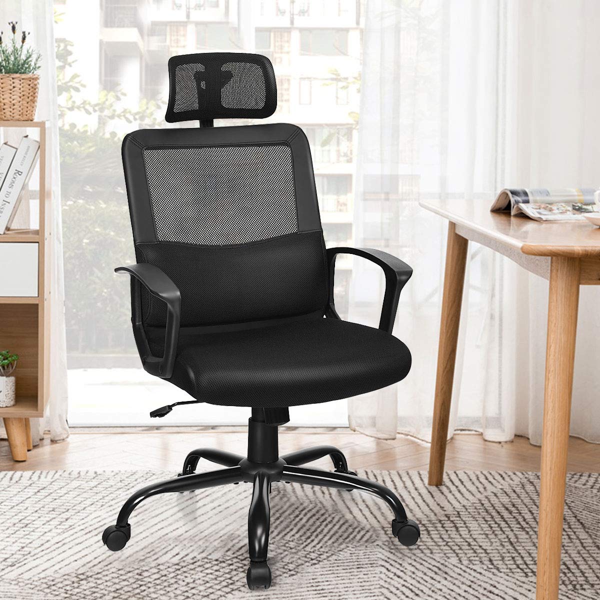 KOMFOTT Mesh Office Chair, Ergonomic High Back Computer Desk Chair with Adjustable Headrest & Lumbar Support