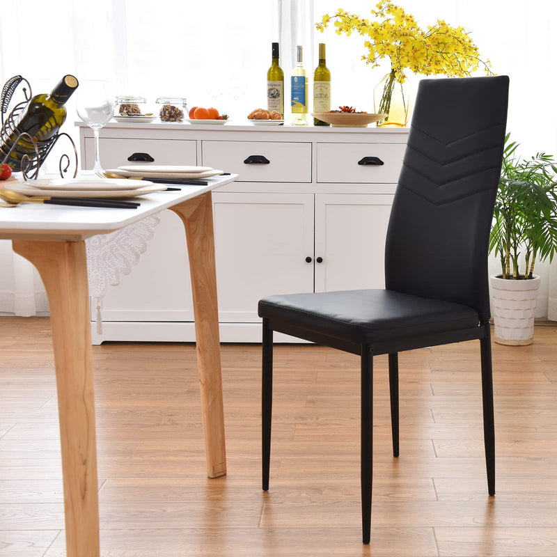 KOMFOTT Set of 4 Dining Chairs, High Back Dining Side Chairs w/PVC Leather & Non-Slip Feet Pads