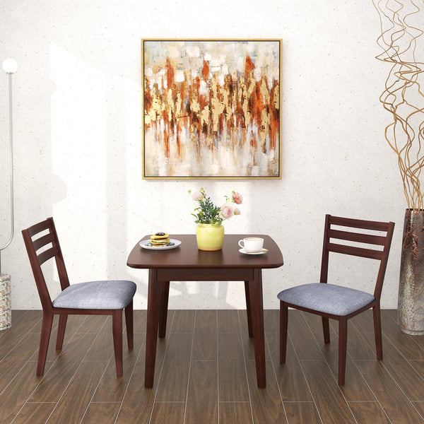 KOMFOTT Wood Dining Chairs Set of 2, Upholstered Kitchen Chair with Solid Rubber Wood Frame