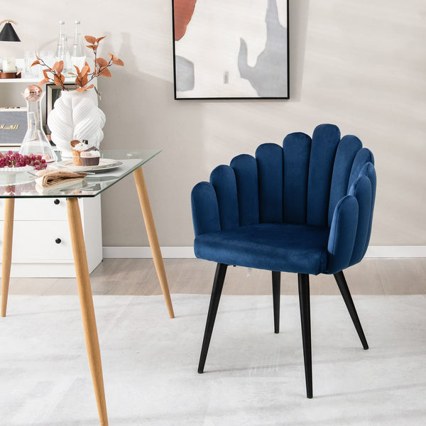 KOMFOTT Modern Mid-Century Dining Chair - Cute Velvet Armchair with 16" High Back