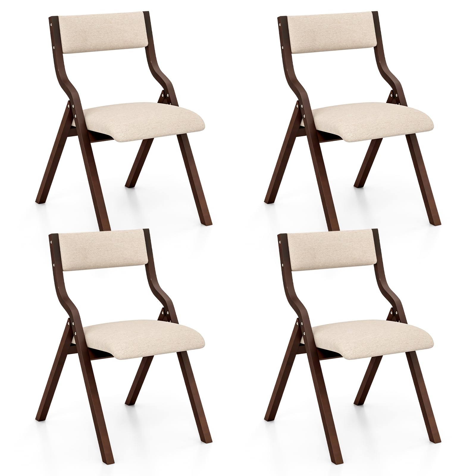 KOMFOTT Folding Dining Chairs Set of 2/4 with Linen Padded Seats