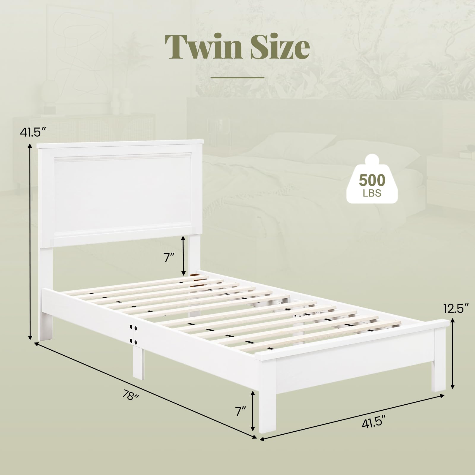 KOMFOTT Wood Platform Bed Frame with Headboard, Wooden Slat Support & Under Bed Storage