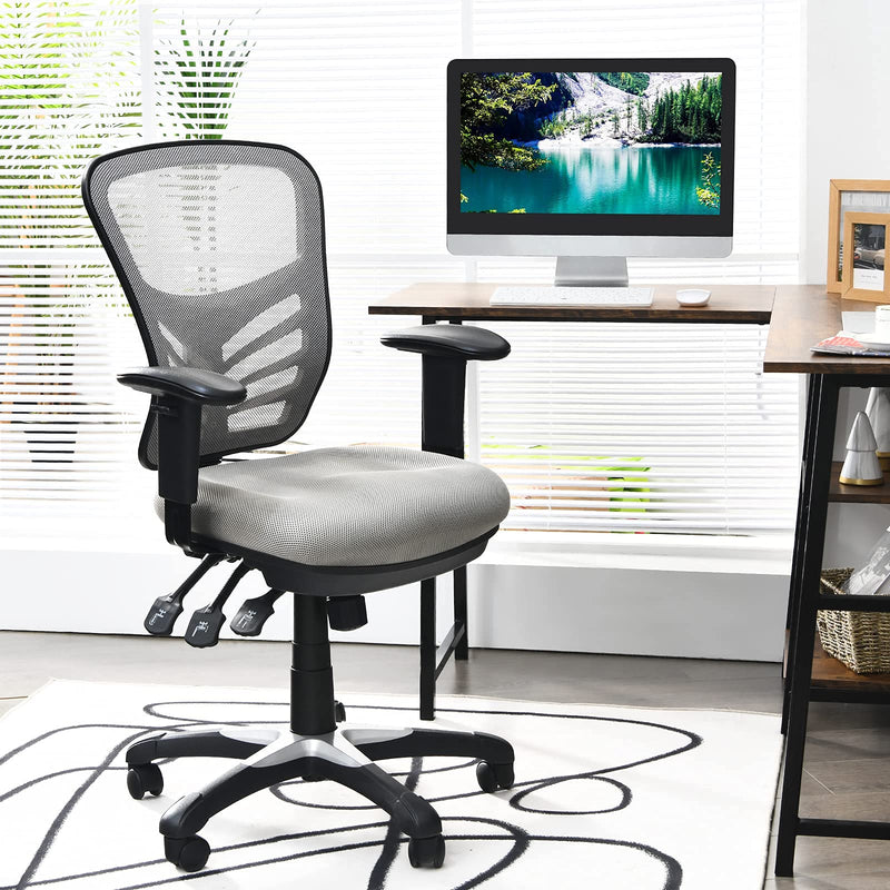 KOMFOTT Mid-Back Managers Mesh Office Chair with Height Adjustable Backrest & Armrest, Seat Tilt Adjustment