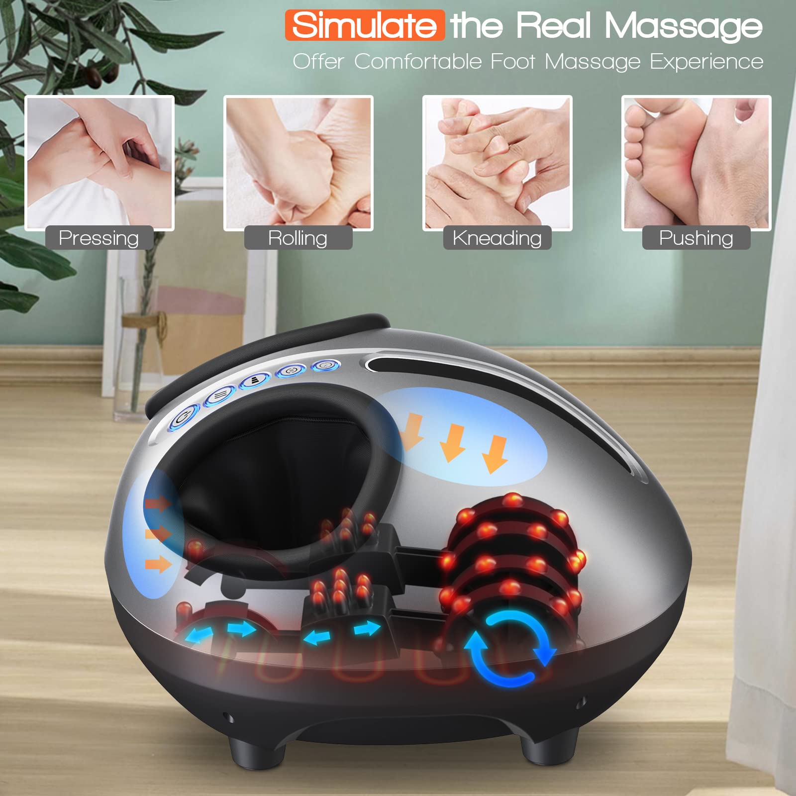 KOMFOTT Shiatsu Foot Massager Machine with Deep-Kneading Air Compression & Heat