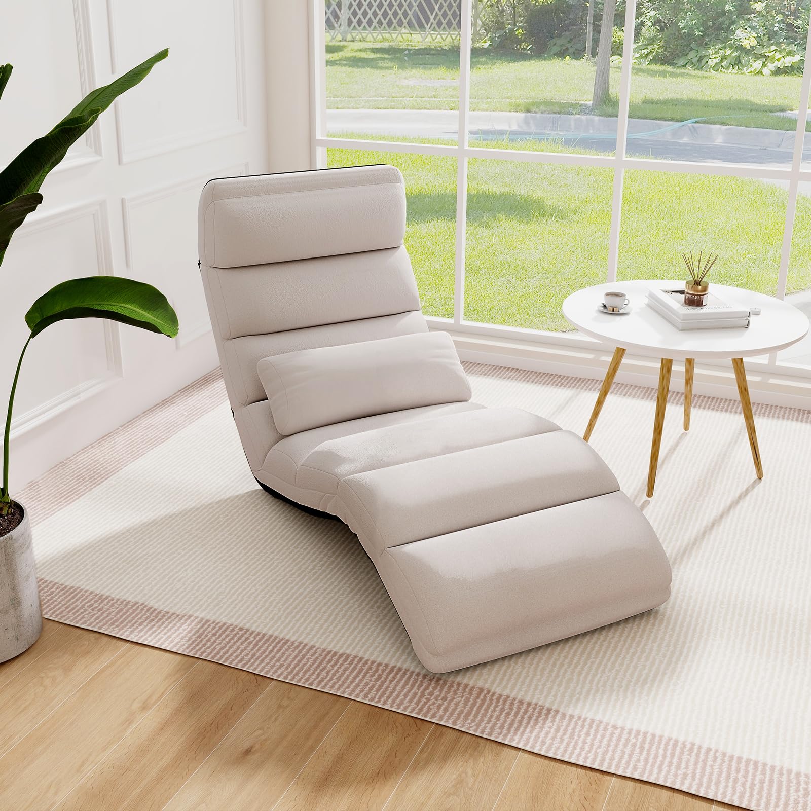 KOMFOTT Adjustable 5-Position Floor Lounger with Thick Padded & Pillow