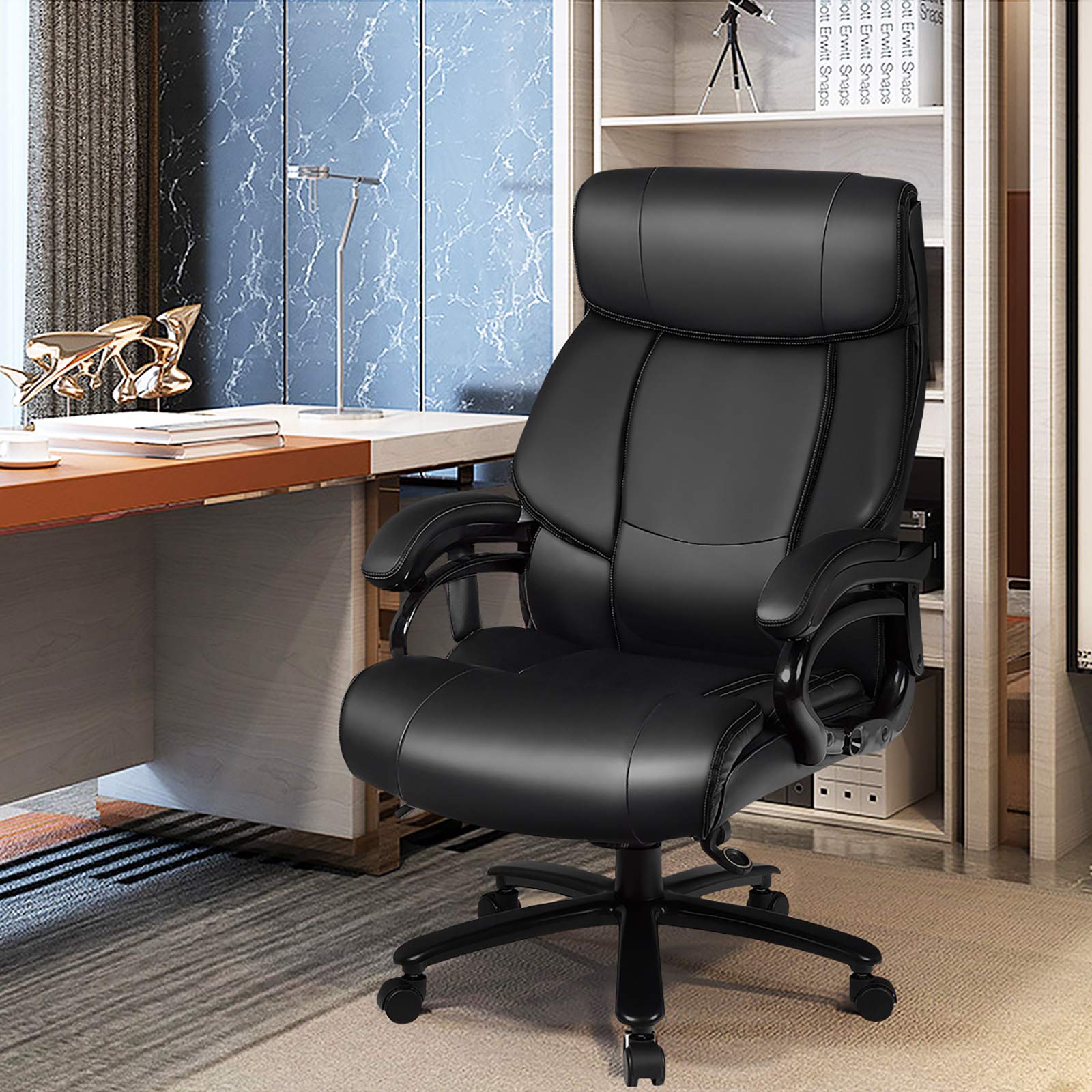 KOMFOTT Big and Tall Office Chair 500lbs, Heavy Duty Executive Office Chair with 6 Massage Points