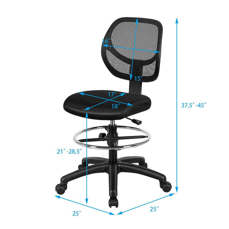 KOMFOTT Mesh Drafting Chair, Standing Desk Chair w/Footrest Ring