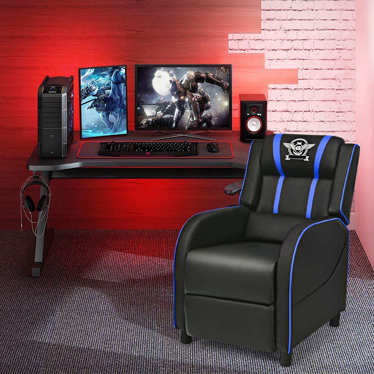 KOMFOTT Adjustable Massage Gaming Chairs for Adults w/Footrest, Remote Control & Side Pocket