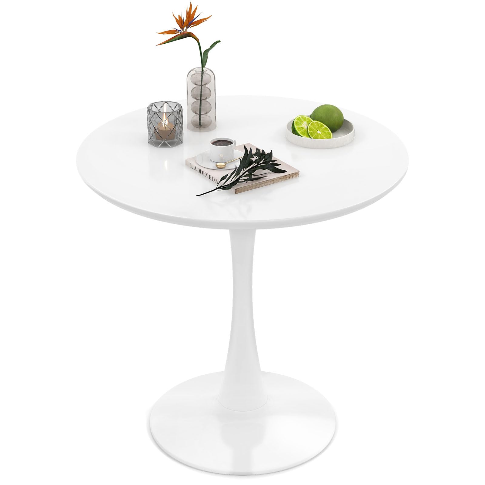 KOMFOTT Round Dining Table, 32" Modern Tulip Kitchen Table with 0.9” Thickened Tabletop & Sturdy Metal Pedestal