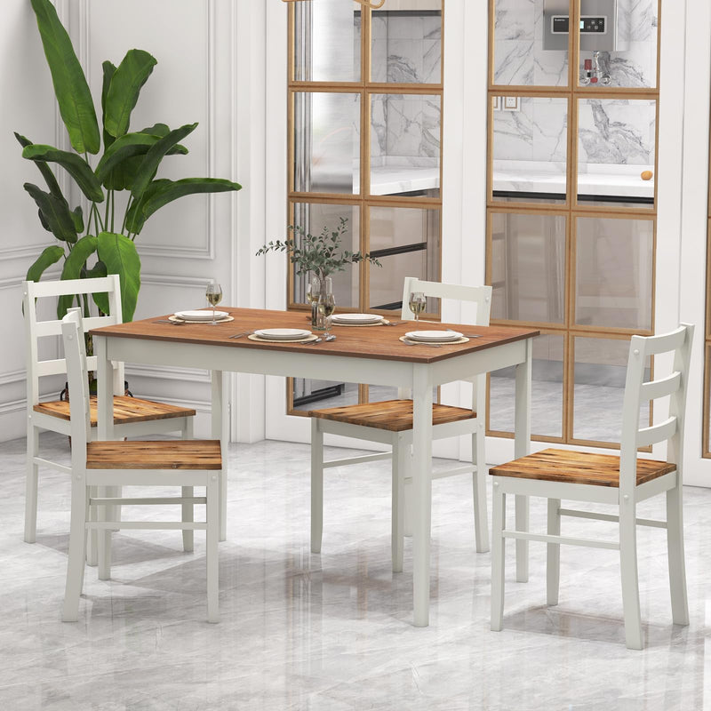 KOMFOTT Dining Table Set for 4, Breakfast Nook with Kitchen Table, 4 Dining Chairs