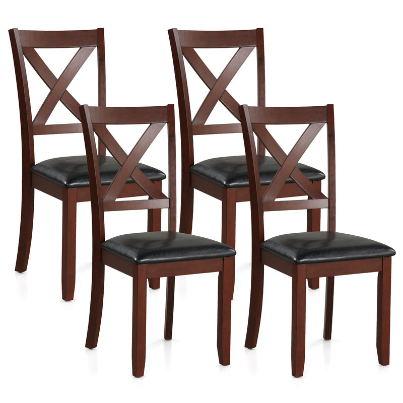 KOMFOTT Wood Dining Chairs Set of 2/4, Faux Leather Upholstered Dining Chairs with Rubber Wood Legs