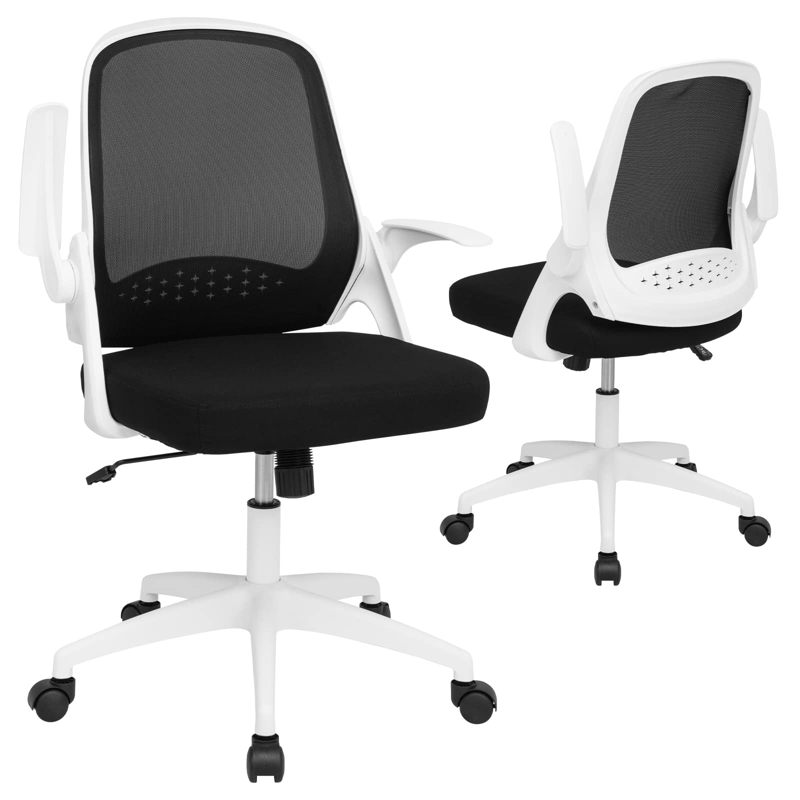 KOMFOTT Mid-Back Height Adjustable Swivel Mesh Office Chair with Flip-up Armrests, Lumbar Support