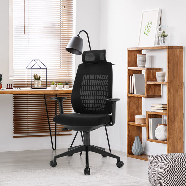 KOMFOTT Ergonomic Mesh Office Chair, Reclining High Back Swivel Executive Chair w/ 3D Armrests, Rotatable Headrest