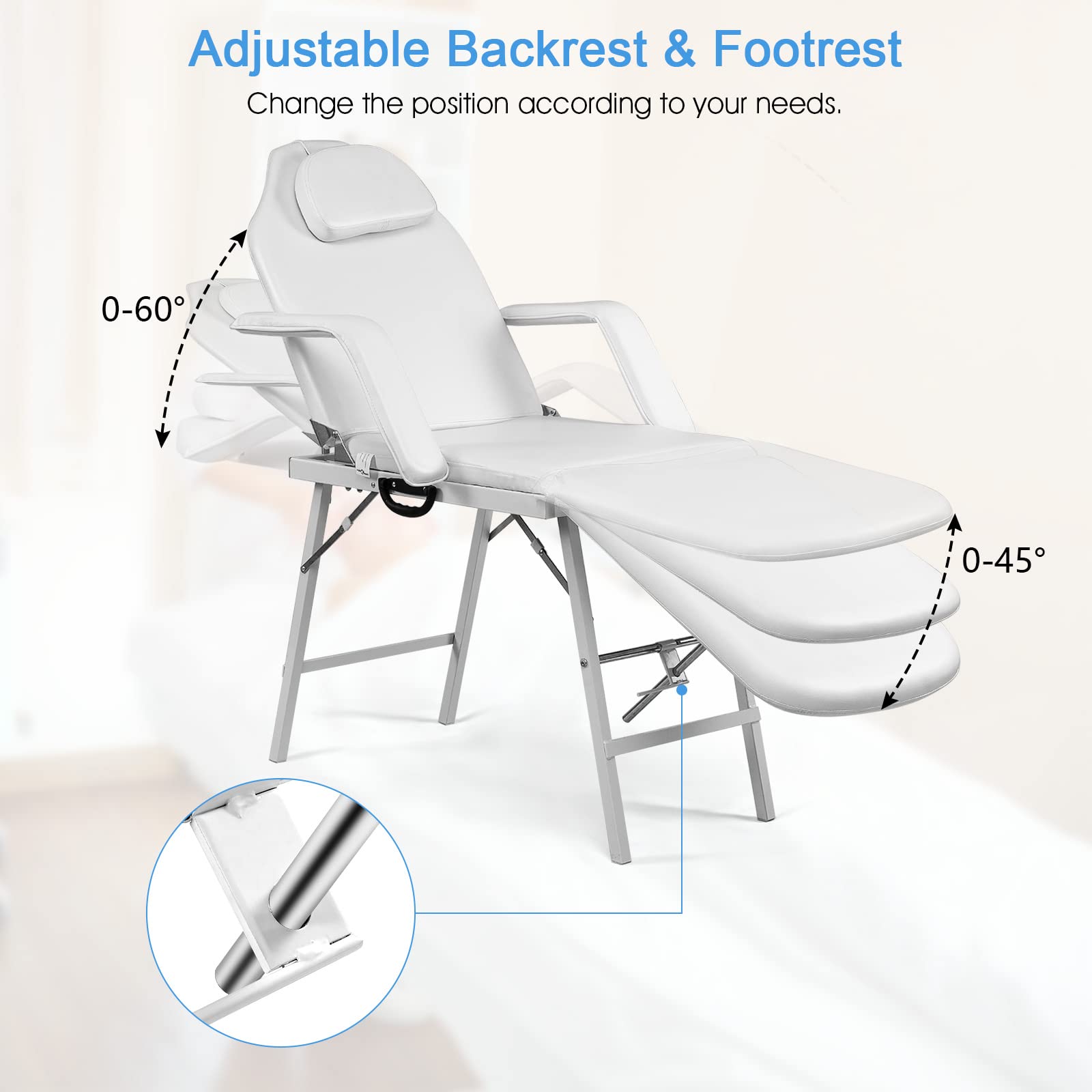 KOMFOTT 73" Adjustable Massage Facial Table Bed w/Carry Case