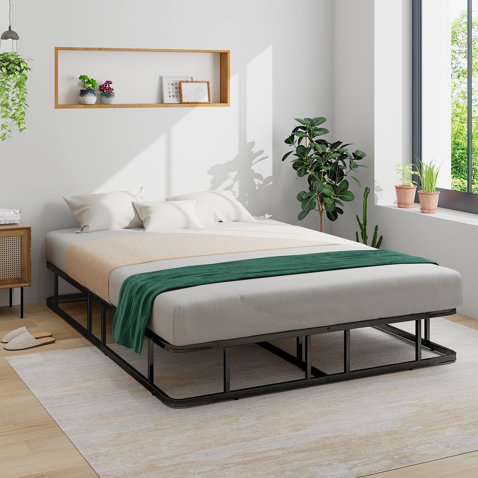 KOMFOTT Queen Size Metal Platform Bed Frame