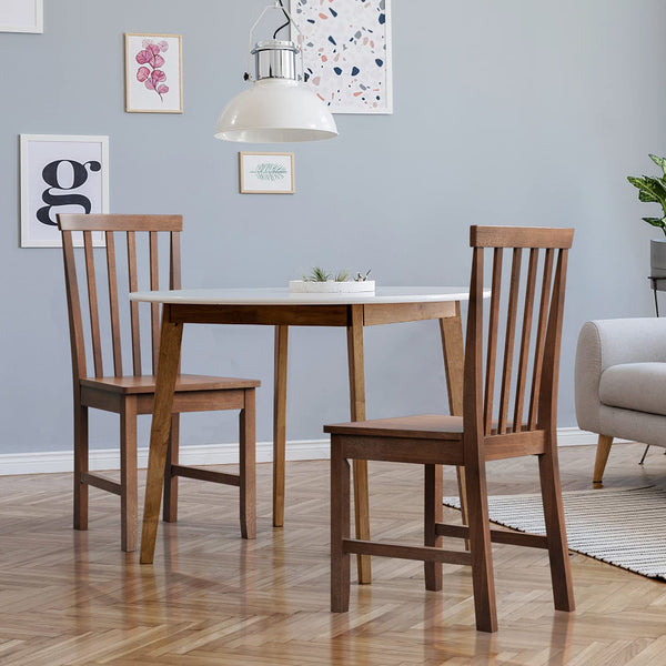 KOMFOTT Wood Dining Chair Set of 2/4, Farmhouse Wooden Dining Side Chair with High Slat Back, Rubber Wood Legs