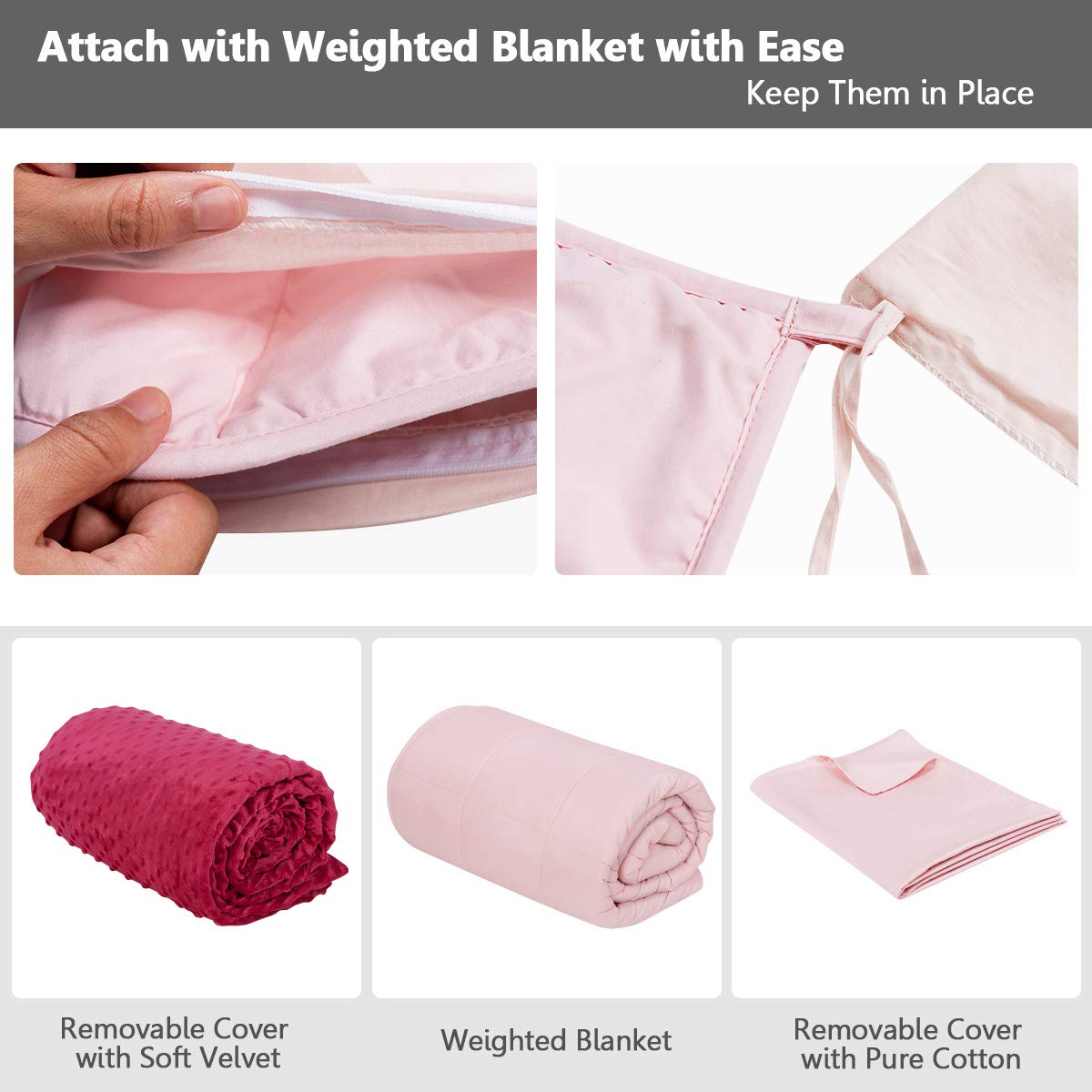 KOMFOTT Weighted Blanket with Duvet Covers, Hot and Cold Duvet Cover Set