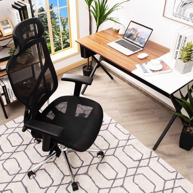 KOMFOTT Ergonomic Office Chair, High-Back Mesh Executive Chair, with Adjustable Headrest, 3D Armrest, Lumbar Support, Reclining Backrest