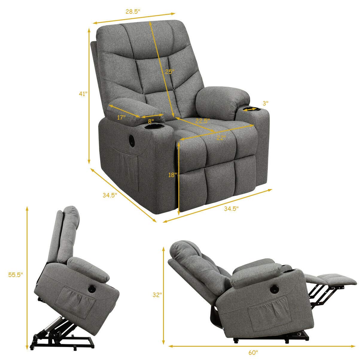 KOMFOTT Power Lift Chair Electric Recliner Sofa for Elderly