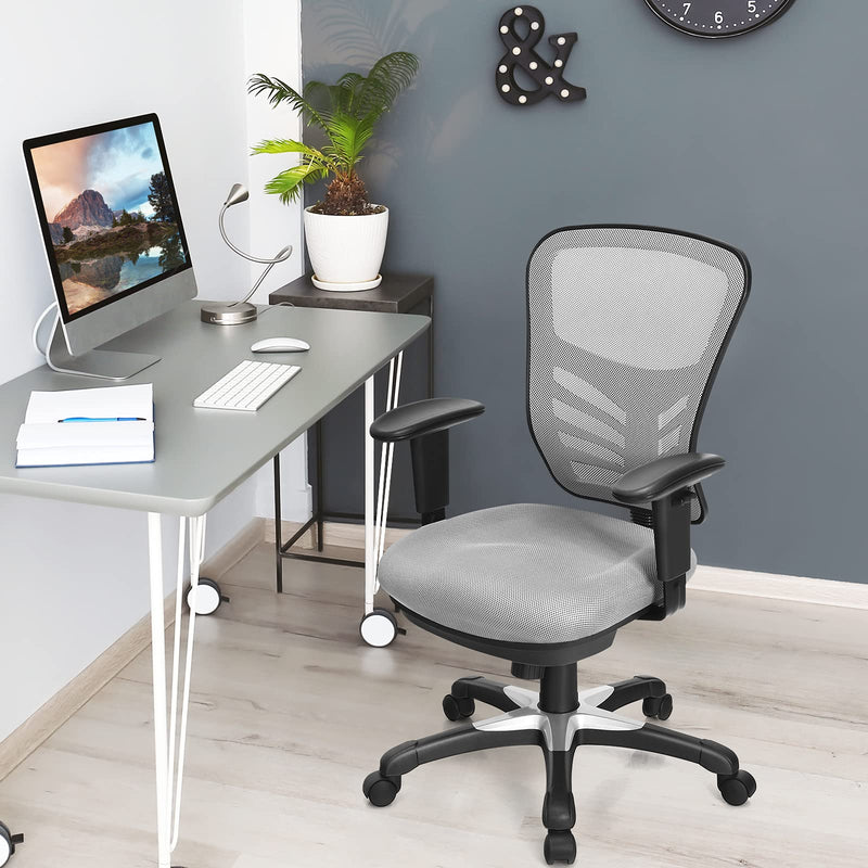 KOMFOTT Mid-Back Managers Mesh Office Chair with Height Adjustable Backrest & Armrest, Seat Tilt Adjustment