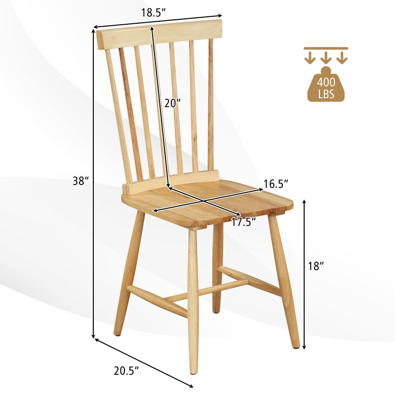 KOMFOTT Wood Dining Chairs Set of 2, Solid Wood Windsor Dining Chair with Wide Seat