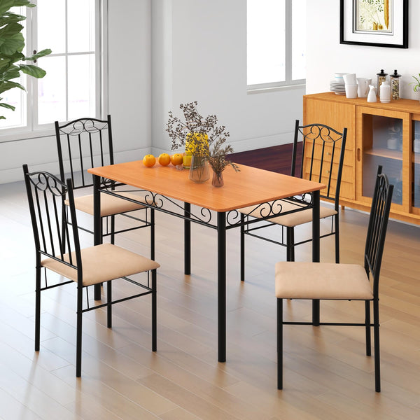 KOMFOTT 5 Pieces Dining Table Set, Modern Rectangular Dining Table & 4 Upholstered Chair Sets