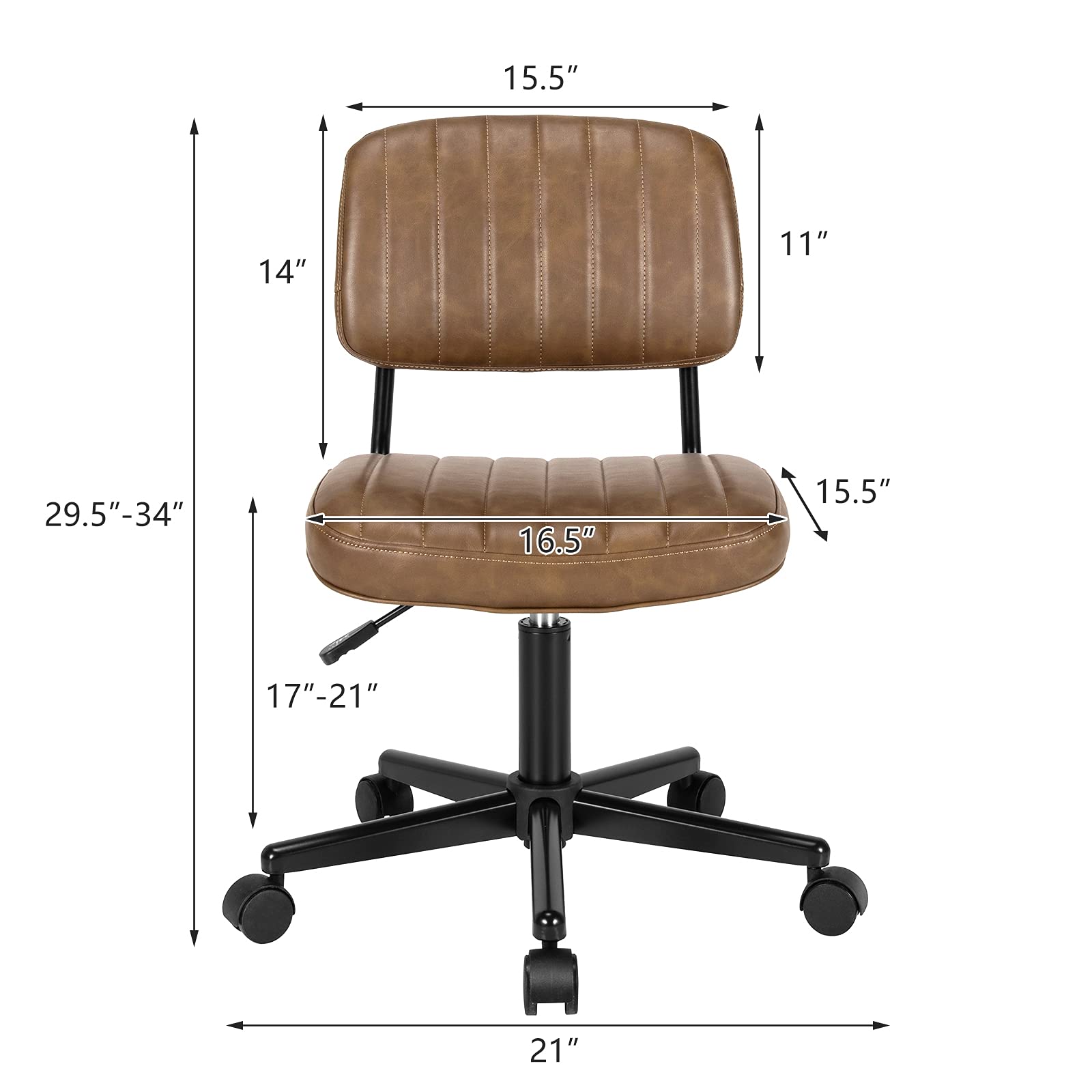 KOMFOTT Leather Office Chair, Retro Swivel Rolling Task Chair Height Adjustable PU Leisure Office Chair