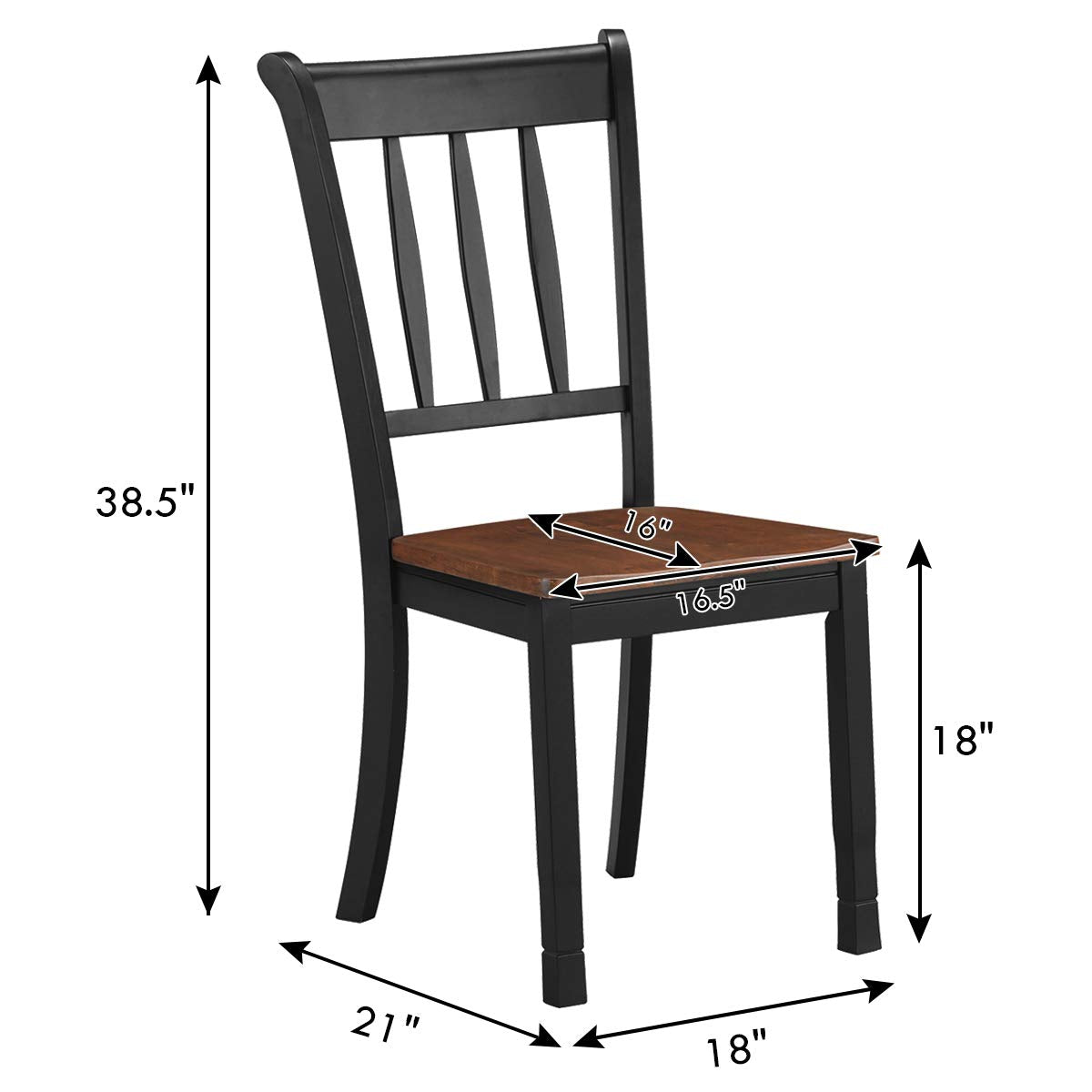 KOMFOTT Set of 2/4 Wood Solid Rubber Wood Armless Dining Chairs with Non-Slip Foot Pads